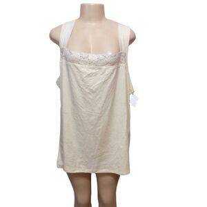 Elegant Cream Lace Trim Tank Top